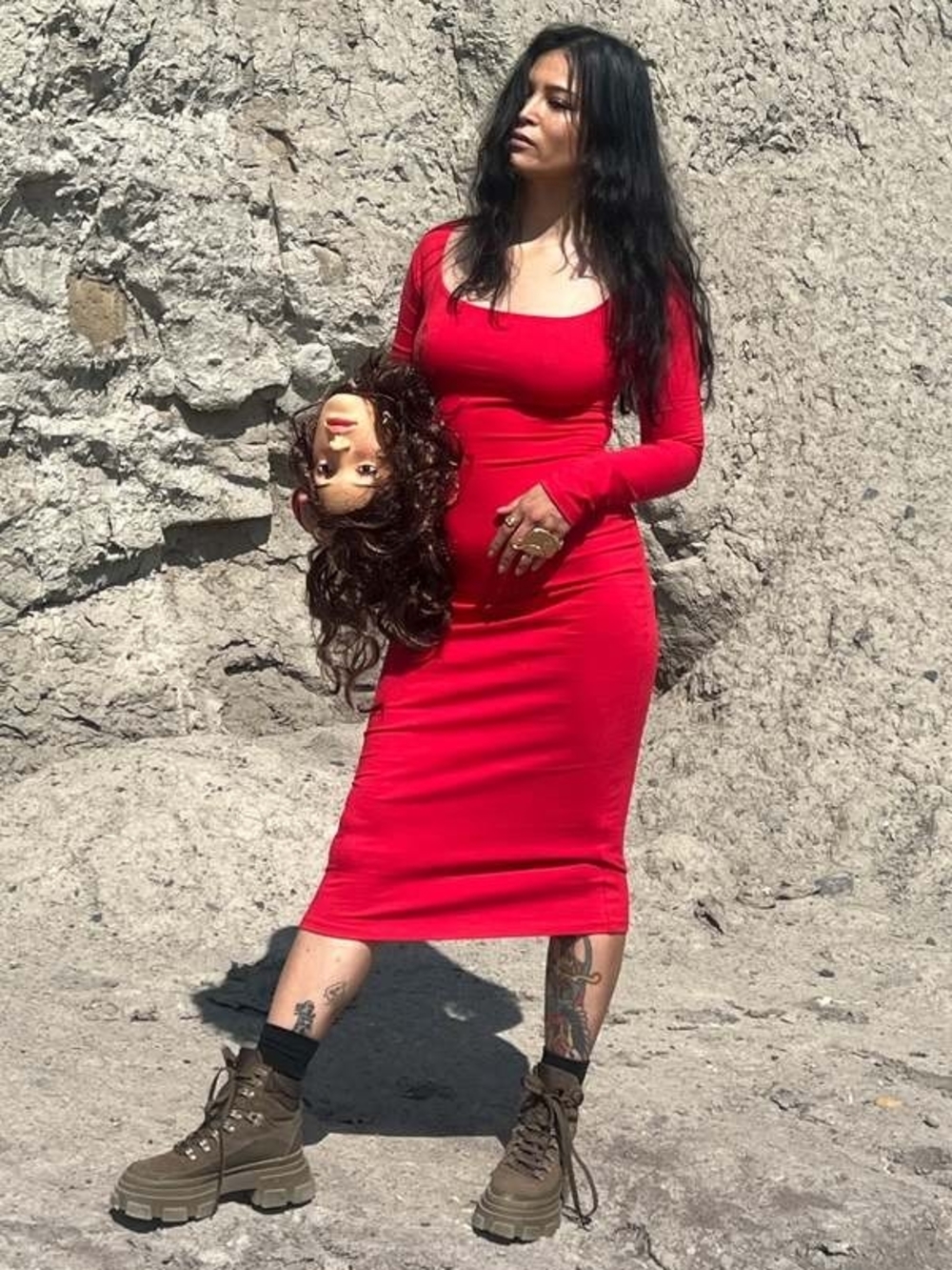 Gil Rodriguez El Tigre midi dress in tomate